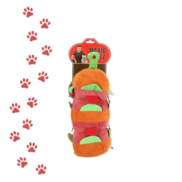Mario Lopez Plush Dog Toy, Multi Stacked Sandwich with a Built in Squeaker - Picture 1 of 3